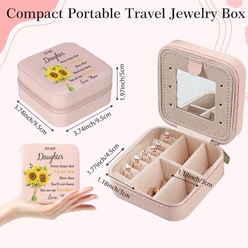 Daughter Gifts To My Daughter Sunflower Jewelry Box Valentines Mothers Day Birthday Gifts for Daughters from Mom Christmas Graduation Gift for Daughters Adult Portable Travel Jewelry Case - color: daughter2 sunshine