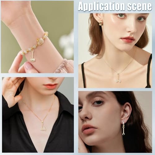 Beebeecrfat 12Pcs 12 Styles Gold Tool Pendant Charms Mini 18K Gold Plated Brass Cubic Zirconia Wrench & Plier & Hammer & Axe Home Tool Charms for Jewelry Making Necklaces Bracelets Earring DIY Crafts - color: Gold