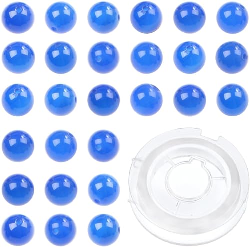 Bymitel 6mm Natural Blue Agate Round Beads Gemstones Genuine with 210pcs for DIY Jewelry Making Unisex (6mm 210pcs, Blue Agate) - color: Blue Agate, size: 6mm 210pcs