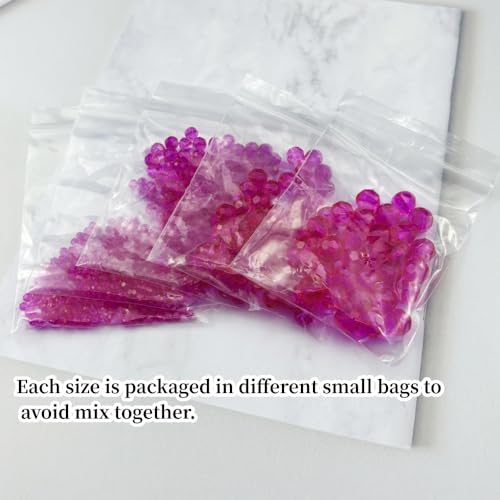 480pcs Crystal Glass Beads 3mm 4mm 6mm 8mm 10mm Round Faceted Glass Spacer Beads for Bracelets Necklace Earring DIY Jewelry Making Craft(Rose Red) - color: Rose Red