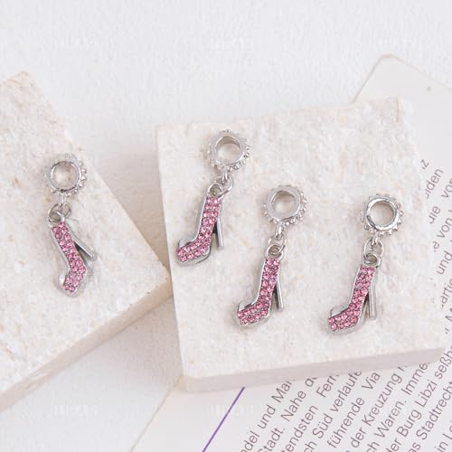 AUEAR, Fashion Crystal High Heel Shoe Shape Charms Bulk Pendant Jewelry Findings for Jewelry Making Necklace Bracelet DIY - color: Pink