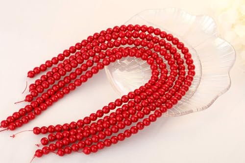 QINJIEJIE 100PCS Red Turquoise Beads 8mm Stone Beads Round Loose Gemstone Bead for Bracelet Beading Crystal Jewelry Making DIY Necklace Earrings 0.32" - color: Red Turquoise, size: 100PCS