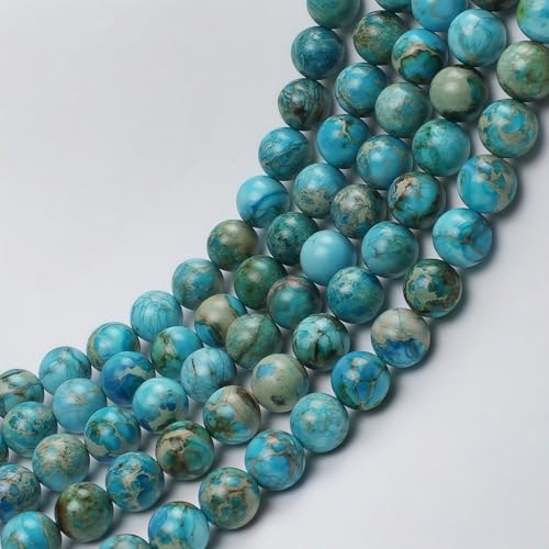 MJDCB 12mm Light Blue Imperial Jasper Gemstone Beads Round Loose Stone Bead for Jewelry Making Bracelets Necklaces - color: Light Blue Imperial Jasper, size: 12mm