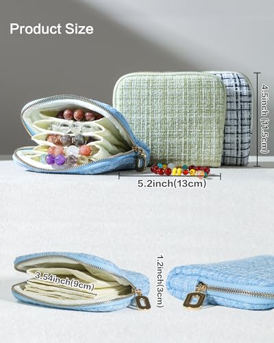 Travel Jewelry Case, Small Tweed Jewelry Bag with Zipper, 5-Layer Anti-Scratch Pouch for Bracelets Necklaces Earrings, Tangle-Free Jewelry Storage, Gift for Her Tweed Black White - color: WOVEN-BlackWhite