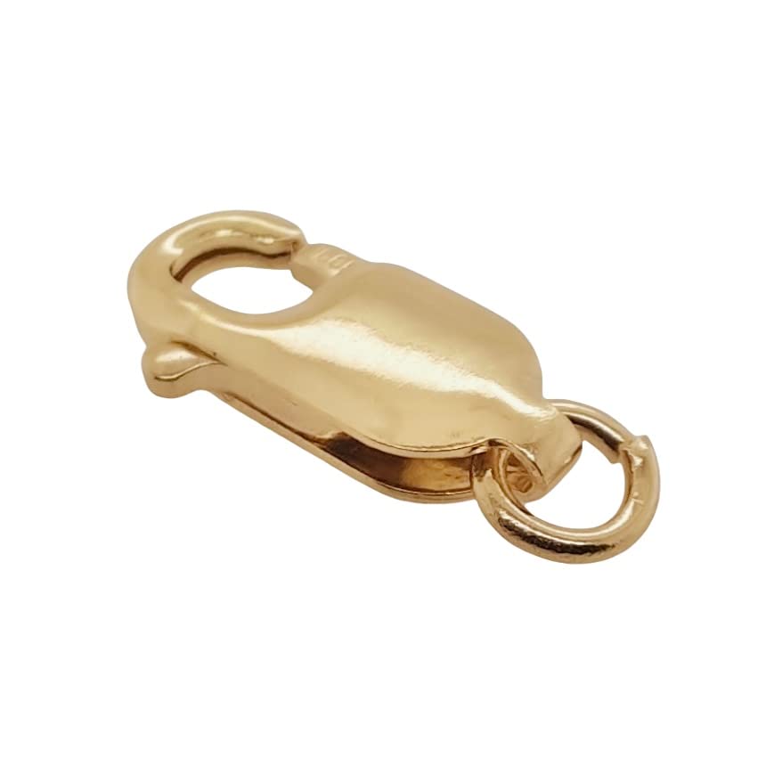 11.7MM 14K Solid Yellow Gold Oval Lobster Clasp with Ring 14.5MM Overall Length Made in Italy by CRAFT WIRE - size: 14.5MM