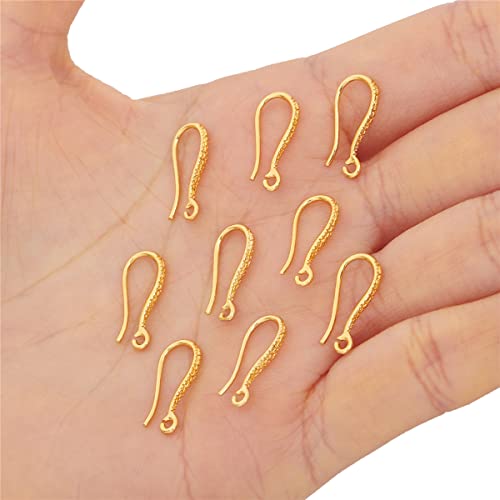 BEADIA 18K Gold Plated Earring Hooks 7x16mm 20pcs for Jewelry Making Findings - size: Hooks 7x16mm