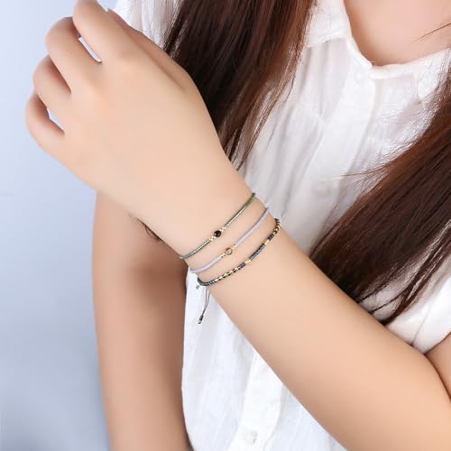 KELITCH Adjustable turquoise bead bracelet single color knitting friendship bracelet fashion jewelry daily wear gift (28 color selection) - color: Brown 020M