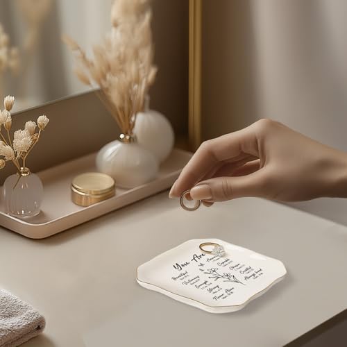 LITTLEBIGGER Christian Gifts – Bible Verses Jewelry Tray, Personalized Jewelry Dish, Spiritual and Religious Gifts for Women, Christian Faith-Based Gifts, Godmother Gift Ideas, Mothers Day Gifts - style: You Are-Wave Square