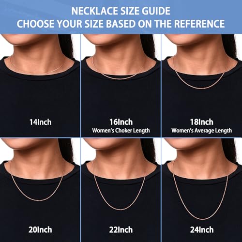Jewlpire 18k Gold Plated 925 Sterling Silver Chain Necklace for Women, 1.3mm Thin & Dainty & Sturdy Cable Chain Necklace Women's Chain Necklaces 14/16/17/18/20/22/24 Inch - color: 18K Rose Gold Plated, size: 22 Inch