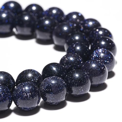 8mm Natural Blue Sandstone Gemstone Polished Round Smooth Stone Beads for Bracelets Jewelry Making - color: Blue Sandstone, size: 8mm