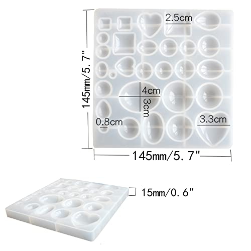 2 Pcs Gem Jewelry Casting Mold,Resin Jewelry Casting Molds for Making Earrings Jewelry Making Crafting Projects - color: mix-small