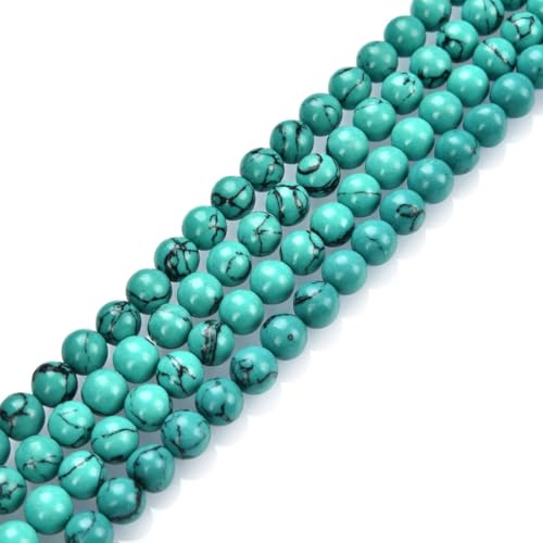 90pcs Adabele Natural Green Turquoise Howlite Healing Gemstone 4mm (0.16 Inch) Small Round Beads Gem Stone Spacer for DIY Craft Jewelry Making GS19-4 - color: Green Howlite (Imitated Turquoise), size: 4mm (90pcs/1 Strand)