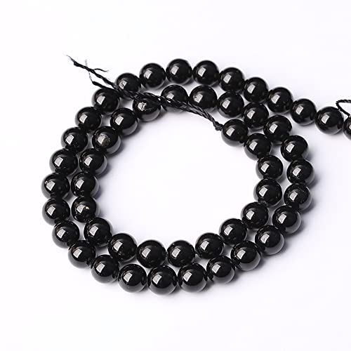 90pcs 4mm AAAA Natural Black Tourmaline Gemstone Beads Round Loose Beads for Jewelry Making DIY Bracelet Necklace(Black Tourmaline, 4mm) - color: Black Tourmaline, size: 4mm