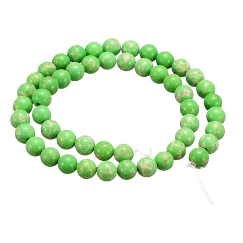 HARFINGTON 50pcs Natural Stone Beads 6mm Green Turquoise Round Gemstone Stone Loose Beading Real Genuine Smooth Balls Bead for Jewelry Making Bracelets Necklace Earrings DIY - color: Green Turquoise, size: 6mm
