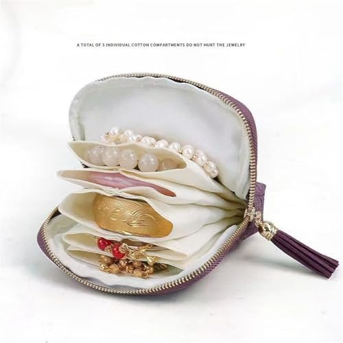 Travel Jewelry Organizer Case, Small Jewelry Pouch Bags with Zipper & Tassel, Travel Jewelry Case for Earrings Necklaces Rings Bracelets Brooches, Travel Gifts for Women - color: Beige