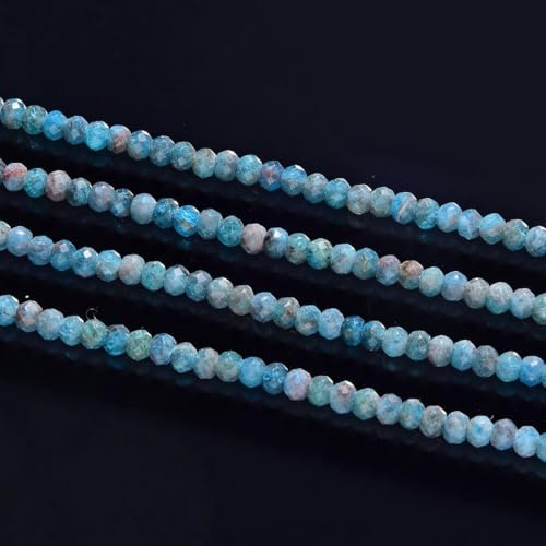 Adabele 15 Inch Natural Blue Apatite Healing Gemstone 3mm x 2mm Tiny Small Faceted Round Rondelle Loose Beads Stone Spacer (120-130pcs) for Craft Jewelry Making GK-A8 - color: Blue Apatite, size: 3mm x 2mm - 15 inch/1 strand