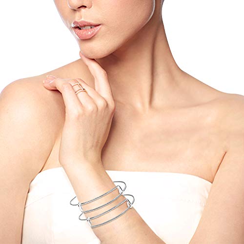 UPINS 60Pcs Expandable Blank Bangle Bracelets Adjustable Wire Bracelets for DIY Jewelry Making, Silver - color: Silver