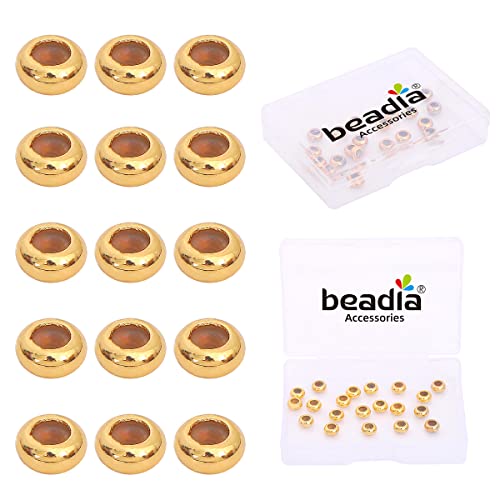 BEADIA 18K Gold Plated Stopper Beads 6x3mm 20pcs Rondelle Insert Silicon Length Adjust Spacer Beads for Jewelry Making Findings - color: Rondelle, size: 6x3mm