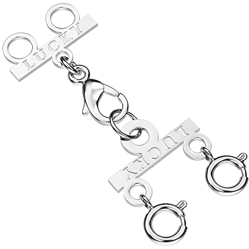 Dailyacc Lucky Necklace Layering Clasp 18K Gold and Silver Multi Strand Clasps for Stackable Necklaces - color: 1Pcs Silver 2 Clasp