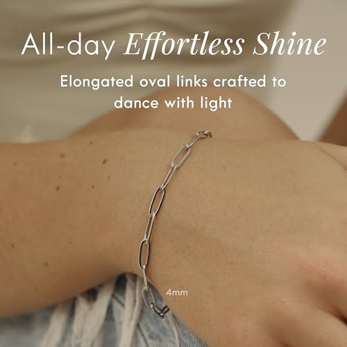 Destin Jewelry Paperclip Chain Necklace for Women, Waterproof 18K Gold Plated Stainless Steel, Hypoallergenic, Adjustable Layering Chain, Tarnish-Resistant, 2.5–6.5mm - color: Stainless Steel, size: 7", style: 2.5 MM