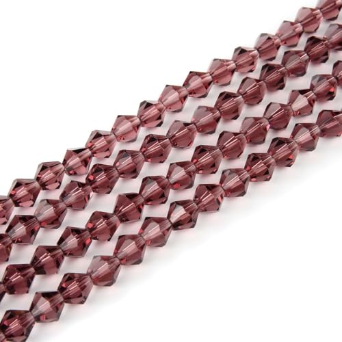 250pcs Czech 6mm (0.24 Inch) Faceted Bicone Crystal Glass Loose Beads Spacer Bulk Burgundy Red for DIY Craft Jewelry Making CCB611 - color: Burgundy, size: 6mm - 250pcs