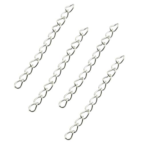 Tail Extender Chain 100PCS Silver 50 x 4mm Chain Extension Tails for DIY Jewelry Making - color: Silver