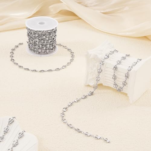 YOUBEIYEE 13 Feet Jewelry Chains Bulk Stainless Steel Silver Crown Links Chain for Jewelry Making Women Necklace DIY Jewelry Supplies Findings - color: Crown Silver