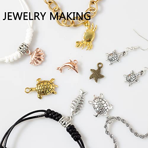 stino 100g Metal Pendant Charms for Jewelry Making, Bulk Silver & Gold Plated Charms for Braclet Necklace Crafts, Animal Plant Flower Pet and so on - color: Sea Life Silver & Gold