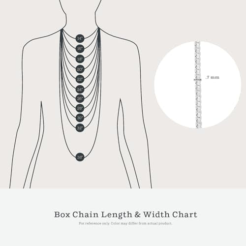 KEZEF 925 Sterling Silver Box Chain Necklace for Women & Men, 0.7mm Thin Chain Necklace, Available in Sterling Silver, Gold Plated & Rose Gold Plated Finishes, Made in Italy - color: Sterling Silver, size: 16 Inch