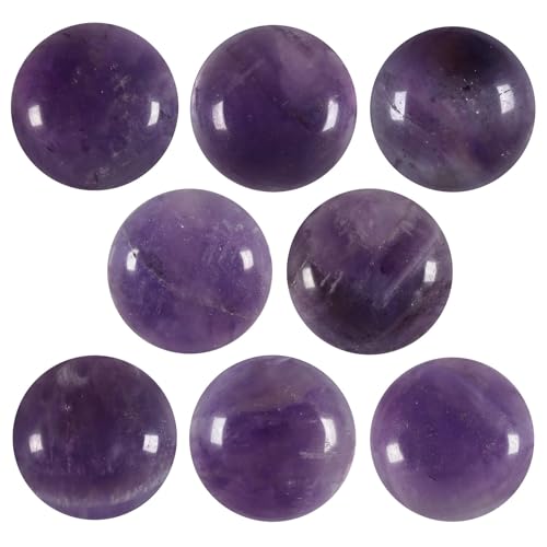 moonsix 10PCS Round Amethyst Cabochons Flatback CAB Gemstone Beads Crystal Flat Stone for DIY Craft Jewelry Making, 16mm - color: purple, size: 16mm