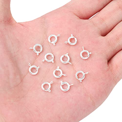 BEADIA Silver Plated Spring Clasps Non Tarnish 7mm 20pcs for Jewelry Making Findings - color: Spring Clasps Silver, size: 7mm
