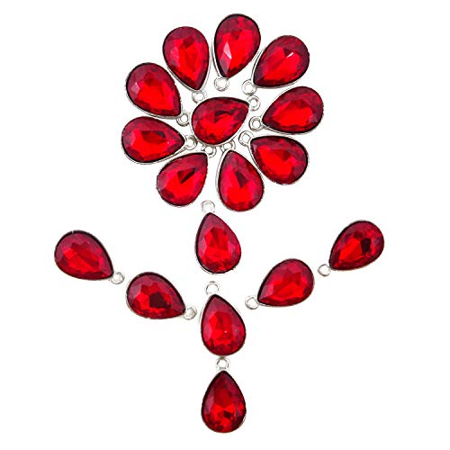 Honbay 20PCS 10x14mm Alloy Glass Crystal Waterdrops Teardrops Charms Pendant for Necklaces, Bracelets, Earrings, Jewelry Making and DIY Crafts - color: Red