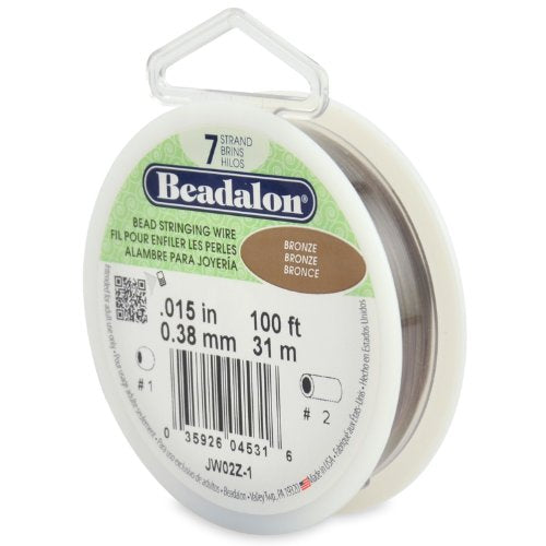 Beadalon 7 Strand Stainless Steel Bead Stringing Wire, 0.015 in / 0.38 mm, Bronze, 100 ft / 31 m - color: Bronze, style: .015 in / 0.38 mm , 100 ft / 31 m