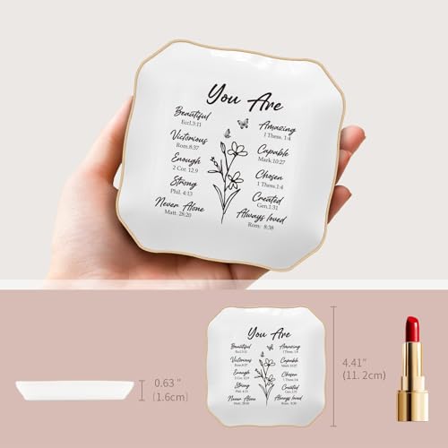 LITTLEBIGGER Christian Gifts – Bible Verses Jewelry Tray, Personalized Jewelry Dish, Spiritual and Religious Gifts for Women, Christian Faith-Based Gifts, Godmother Gift Ideas, Mothers Day Gifts - style: You Are-Wave Square