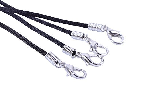 KONMAY 50pcs Black Satin Silk Necklace Cord 2.0mm/18'' with 2'' Extension Chain Lead&Nickel Free - color: Black