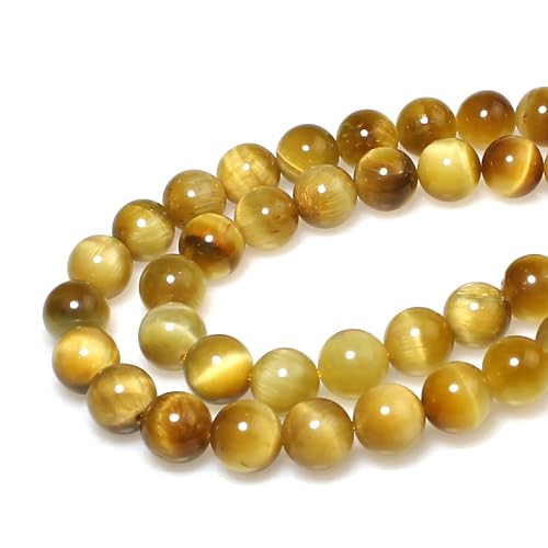 MJDCB Natural Stone Beads 6mm 60pcs Round Golden Tiger's Eye Loose Gemstone Bead Charms for Jewelry Making Bracelet Necklace Earring Pendant - color: Golden Tiger's Eye, size: 6mm