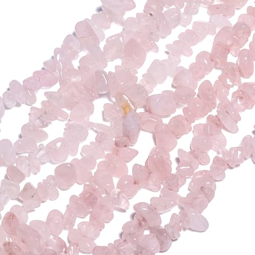 30in Rose Quartz Natural Chip Stone Beads 5-8mm About 230pcs, Irregular Drilled Light Pink Bead for Bracelets Jewelry Making Supplies for Adults, DIY Crafts. - color: Rose Quartz, size: 5-8mm Stone Chip Beads