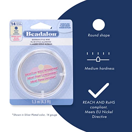 Beadalon German Style Wrapping Wire, Round, Silver Plated, 22 Gauge, 500 ft - color: Silver Plated, size: 22 gauge / 500 ft