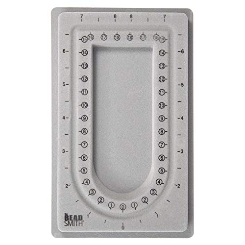 The Beadsmith Mini Bead Board, Grey Flocked, 16” U-Shaped Channel, 4 x 6.75 inches, Design Boards for Creating Bracelets, Necklaces and Other Jewelry - size: 16" - 1 Channel