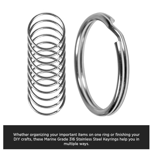 CREST Surgical and Marine Grade Stainless Steel Split Ring for Keychains SS316L Key Rings for Car Keys - color: 100-pack