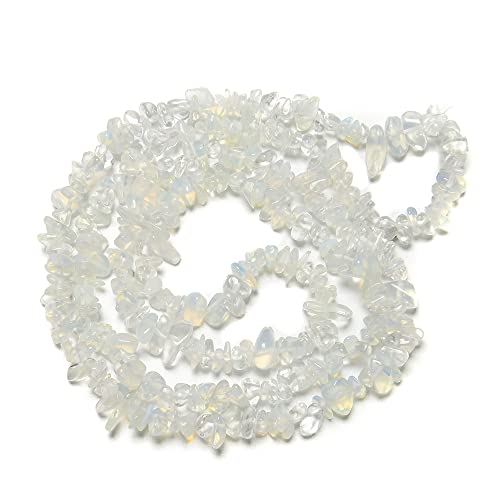 3-5mm Natural White Opalite Gemstone Chips Loose Beads Semi Precious for Jewelry Making DIY Handmade Craft Supplies 1 Strand per Bag Approxi 32" - color: Opalite