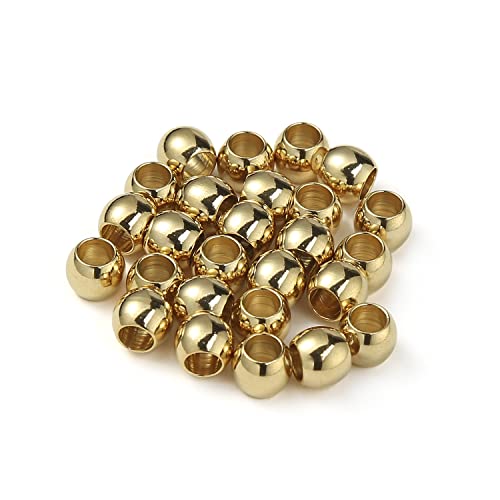 60 Pcs Gold Plated Stainless Steel Round Spacer Beads 4mm Hole, Seamless Loose Beads for DIY Bracelet Necklace Jewelry Making Findings 7mm - color: gold, size: 7*4mm