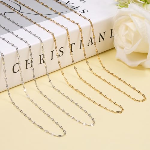 Jabogrii 20pcs Stainless Steel Necklace Chain for Jewelry Making Gold and Silver Lip Necklace Chain Bulk 18 Inches Jewelry for Women - color: Lip Chain