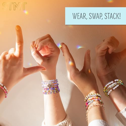 STMT Personalized Jewelry Studio, Create Over 50 Premium Pieces, Trendy Bracelet Making Kit, Includes Metal Bracelet Charms, Removable Beading Tray & Jewelry Making Supplies, Great Teen Girl Gifts - style: Personalized