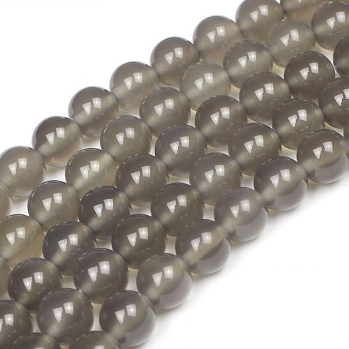 MJDCB 7A Natural Grey Agate Gemstone Round Stone Beads for Jewelry Making DIY Bracelet Necklace (4mm) - color: Gray Agate, size: 4mm