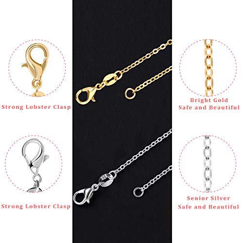 50 Pack Silver Plated Necklace Chains Bulk, Cable Chain Pack for Jewellery Making - color: Silver and Gold, size: 18 Inch