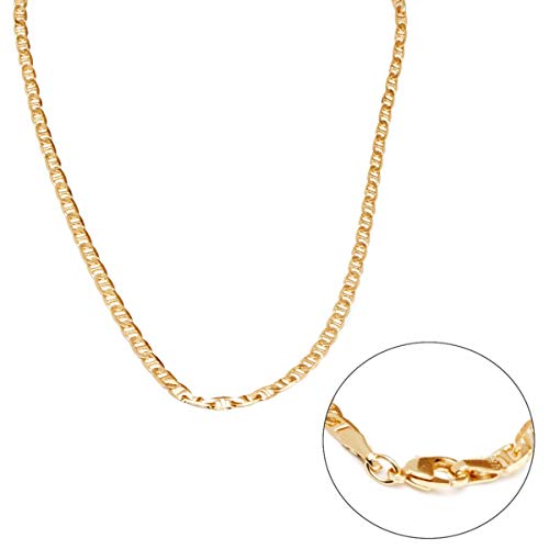 Barzel 18K Gold Plated Mariner Chain Necklace for Women, Flat Marina - Made in Brazil - color: 3.5MM Gold, size: 18 Inches