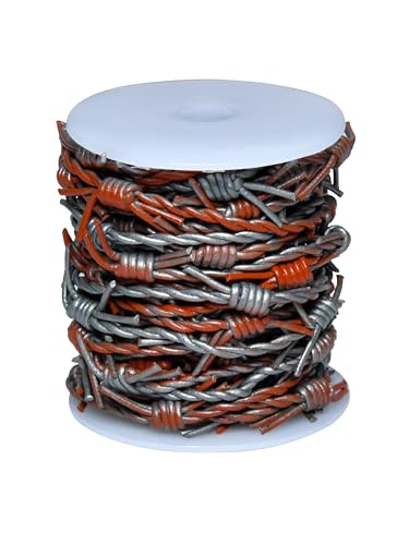 Artificial Barbed Wire Ribbon Trim Real Leather Cord for Party Home Decoration, Gift Boxes, DIY Crafts - 33 Feet Spool by Cords Essentials (Rusted Gray) - color: Rusted Gray