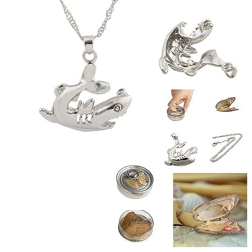 MilkyWay Wish Pearl Necklace Kit, DIY Necklace Making Kit, lotus Necklace Cage Locket Cultured Pearl in Oyster Set, 16.9", Surprise Gift For Wife, Girlfriend,Mother - color: B