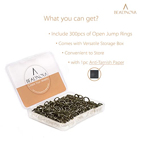 BEADNOVA 8mm Open Jump Rings Copper Jump Rings for Jewelry Making and Keychains (300Pcs) - color: Copper, size: 8mm